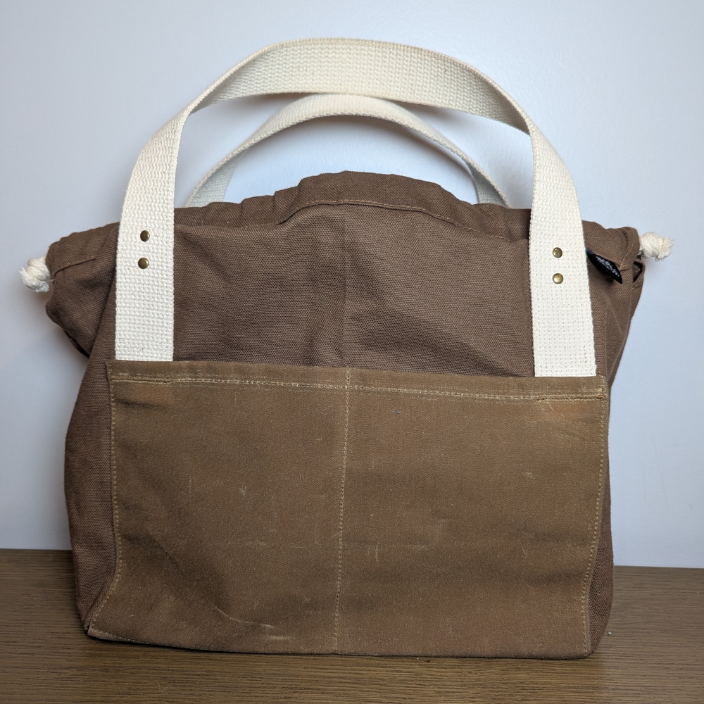Fringe Supply Co. Field Bag Brown Canvas Tote with Cream Straps